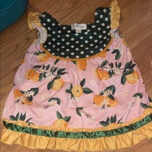 Floral Kids Dress with Polka Dot Accents